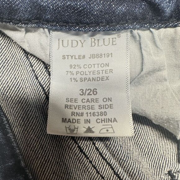 Judy Blue Jeans 3 26 Relaxed Shelley High Rise Slim Straight Blue Denim Distress - Picture 10 of 12